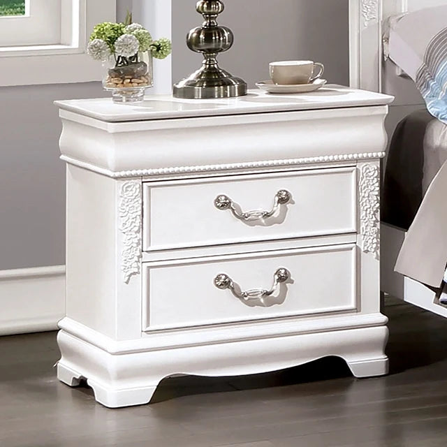 ALECIA Night Stand w/ USB, White