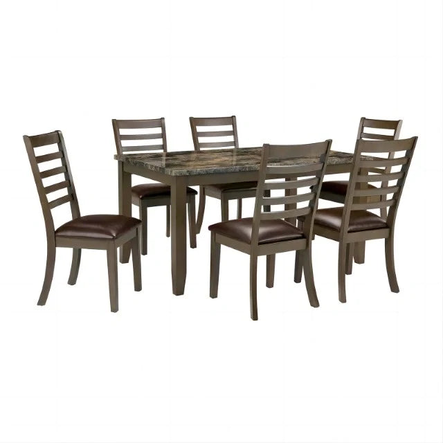 Adia 7 Pc Dinning Table Set Grey & Brown