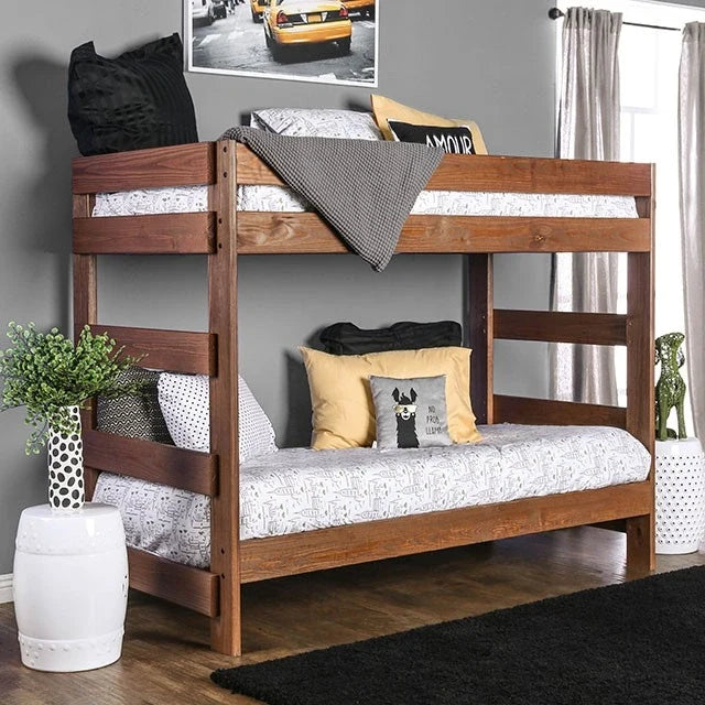 Arlette Twin/Twin Bunk Bed Brown, Black, Gray, & White