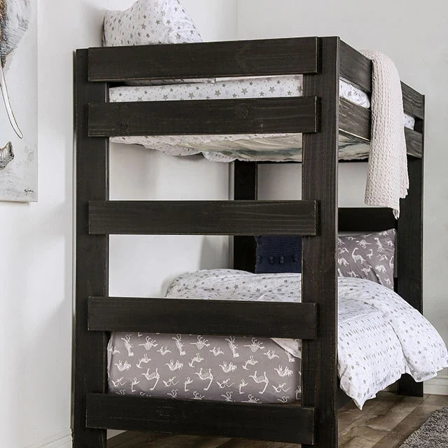 Arlette Twin/Twin Bunk Bed Brown, Black, Gray, & White