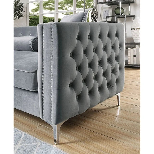 Amie Glam Gray & Black Sectional w/Storage