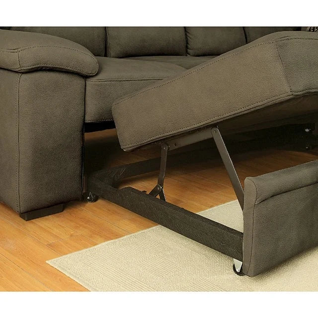 ALCESTER Brown & Gray Sectional w/ Sleeper, Ash