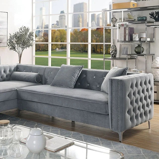 Amie Glam Gray & Black Sectional w/Storage